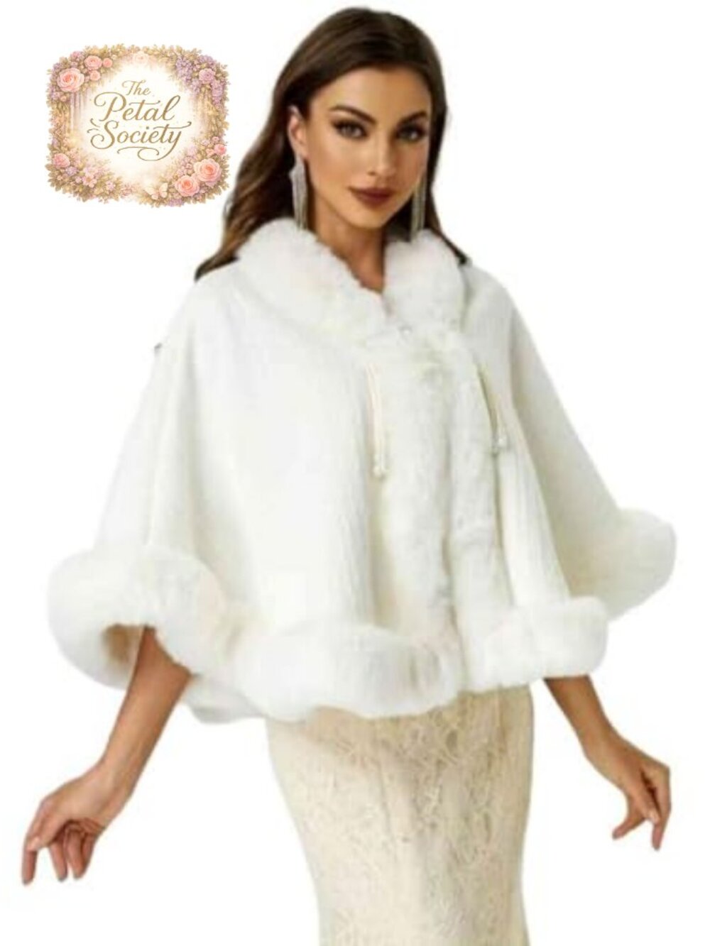 Luxury Faux Fur Shawl Wrap Cape Evening Wedding Party Fur Stole